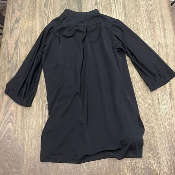 St. Croix By Island Stuff Tunic Top Floral Button Up 3/4 Sleeve Black Size S - Picture 4 of 4